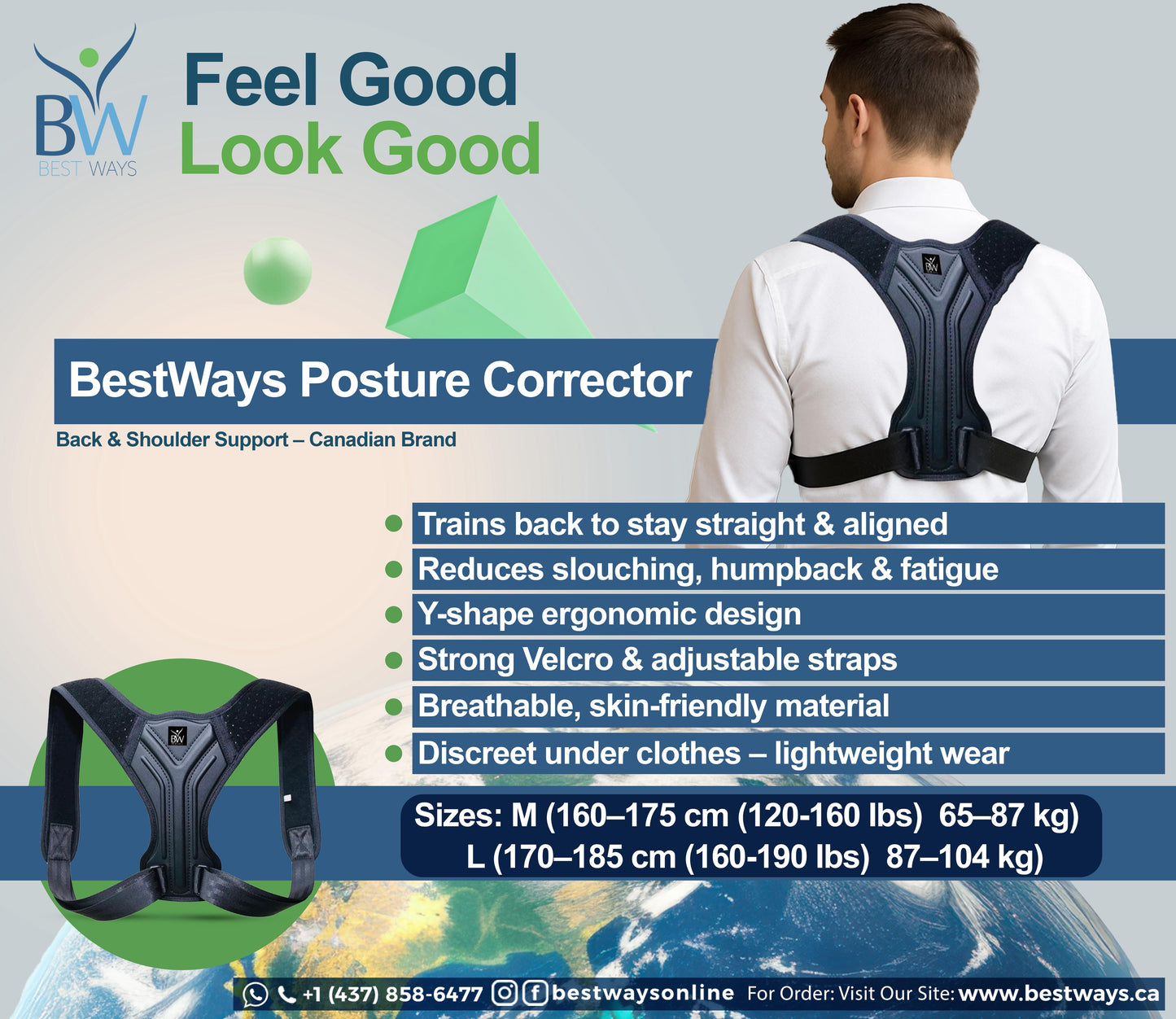 BestWays Posture Corrector | Shoulder & back Adjuster |Stand tall with confidence — gently aligns your back and shoulders for all-day comfort and support
