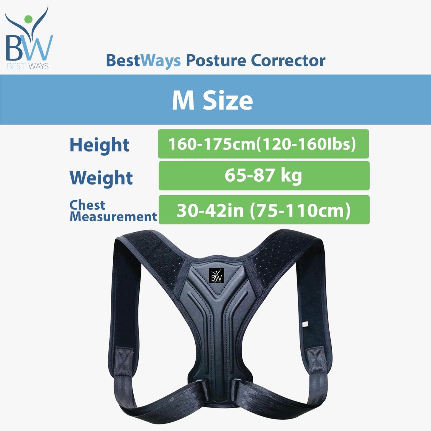 BestWays Posture Corrector | Shoulder & back Adjuster |Stand tall with confidence — gently aligns your back and shoulders for all-day comfort and support