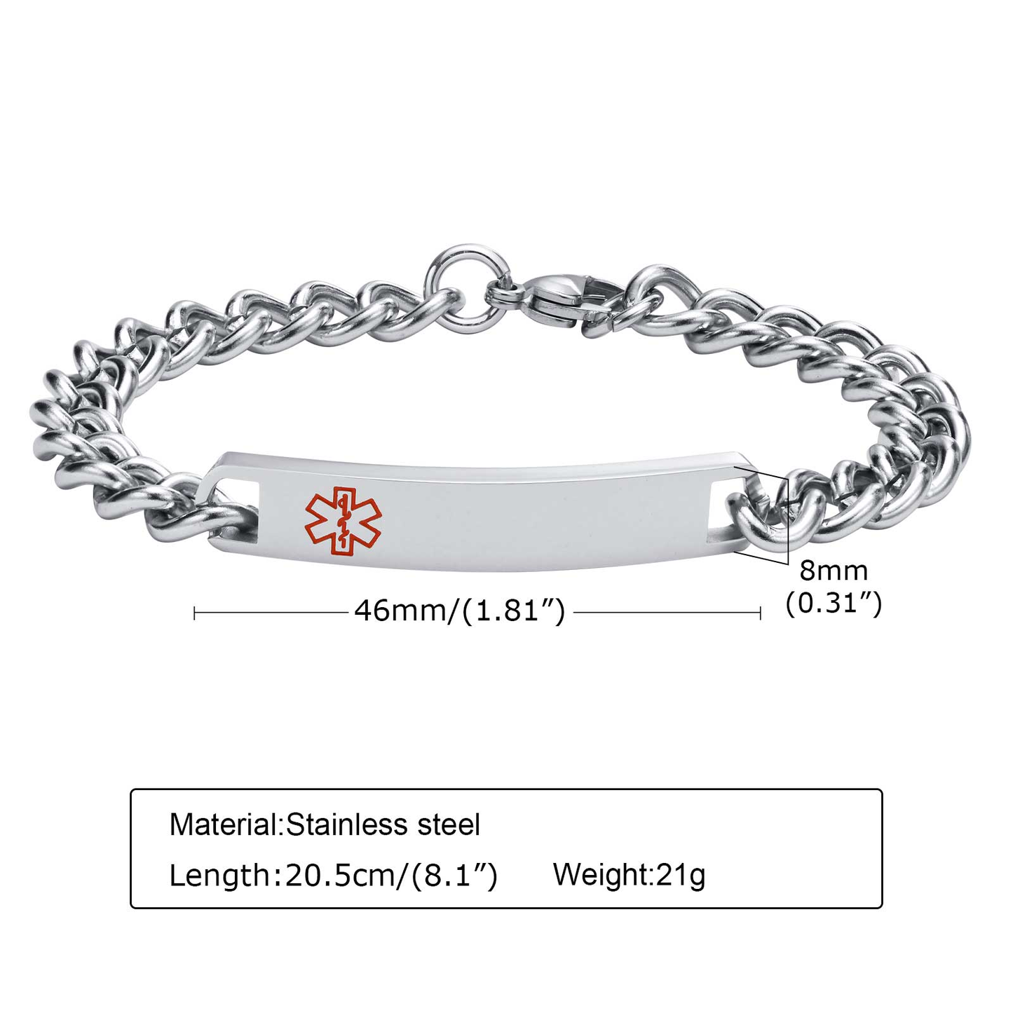 Stay safe in style with the BestWays T™ Medical Alert Bracelet. Featuring a stainless steel Cuban link chain, red Star of Life, and custom engravable ID plate, it alerts responders to your critical health information instantly. Hypoallergenic, durable, unisex, and adjustable for everyday wear.