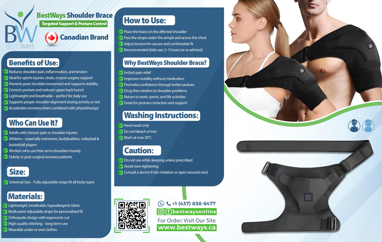 Relieve shoulder pain naturally with the BestWays Shoulder Brace. Stabilizes rotator cuff, sprains, tendonitis & injuries for fast recovery & comfort.