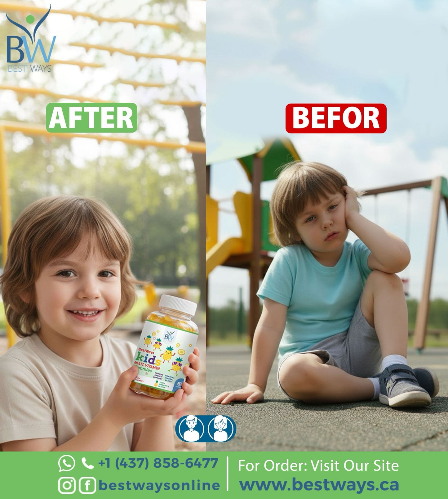 Boost your child’s immunity, focus, and growth with BestWays Kids Multivitamin Gummies. 13+ essential nutrients, tasty flavors, gluten-free.
