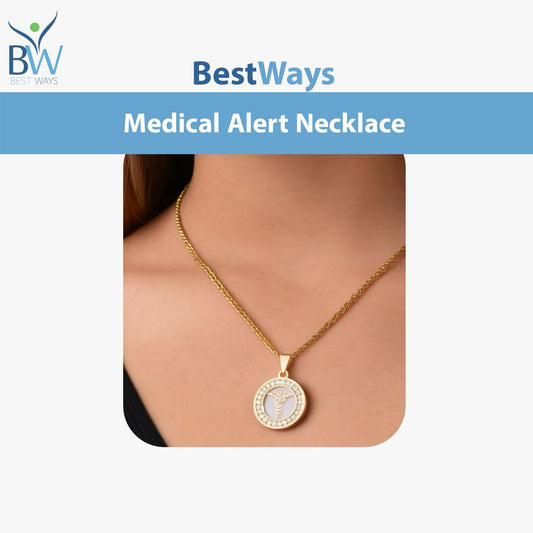 Stay safe and stylish with the BestWays Medical Alert Necklace. Crafted from gold-tone stainless steel with sparkling AAA cubic zirconia, it features an engraved medical symbol for quick identification in emergencies. Hypoallergenic, tarnish-resistant, and perfect for diabetes, allergies, heart conditions, and more.