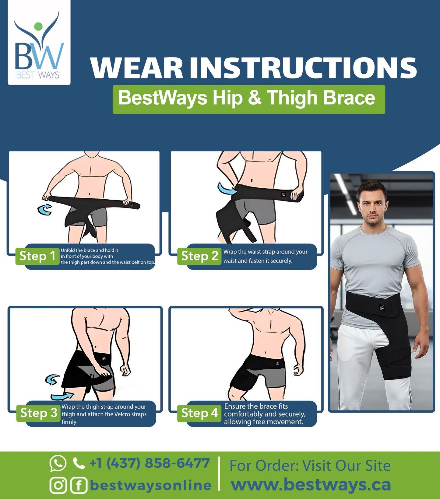 BestWay Hip And Thigh Brace | Universal Adjustable Size | Support, move and recover!
