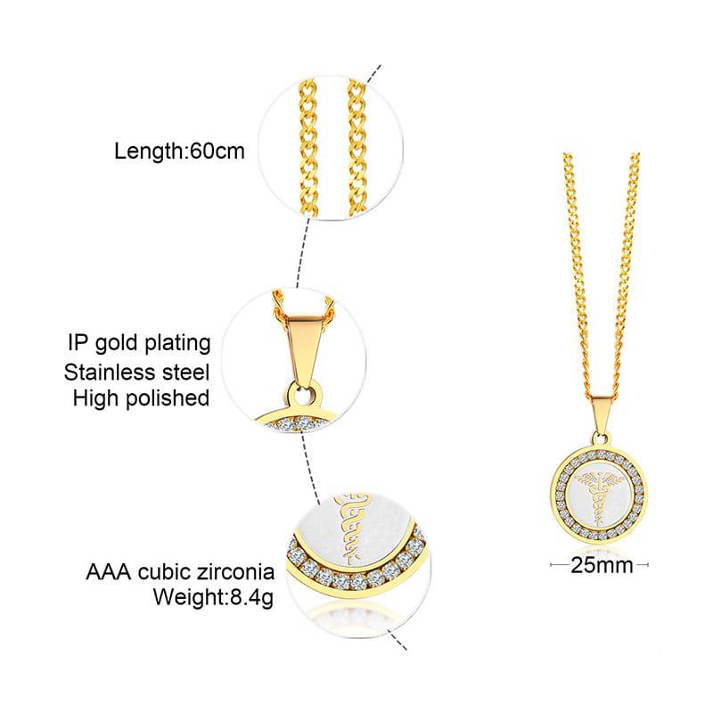 Stay safe and stylish with the BestWays Medical Alert Necklace. Crafted from gold-tone stainless steel with sparkling AAA cubic zirconia, it features an engraved medical symbol for quick identification in emergencies. Hypoallergenic, tarnish-resistant, and perfect for diabetes, allergies, heart conditions, and more.