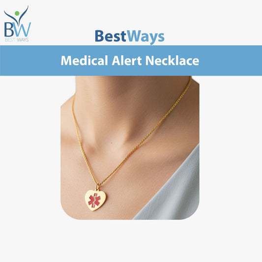 Stay safe in style with this Gold Heart Medical Alert Necklace. Featuring a stainless steel heart-shaped pendant with IP gold plating and a red enamel Star of Life, it ensures first responders recognize your medical needs instantly. Hypoallergenic, tarnish-resistant, and perfect for diabetes, epilepsy, allergies, heart conditions, and more.