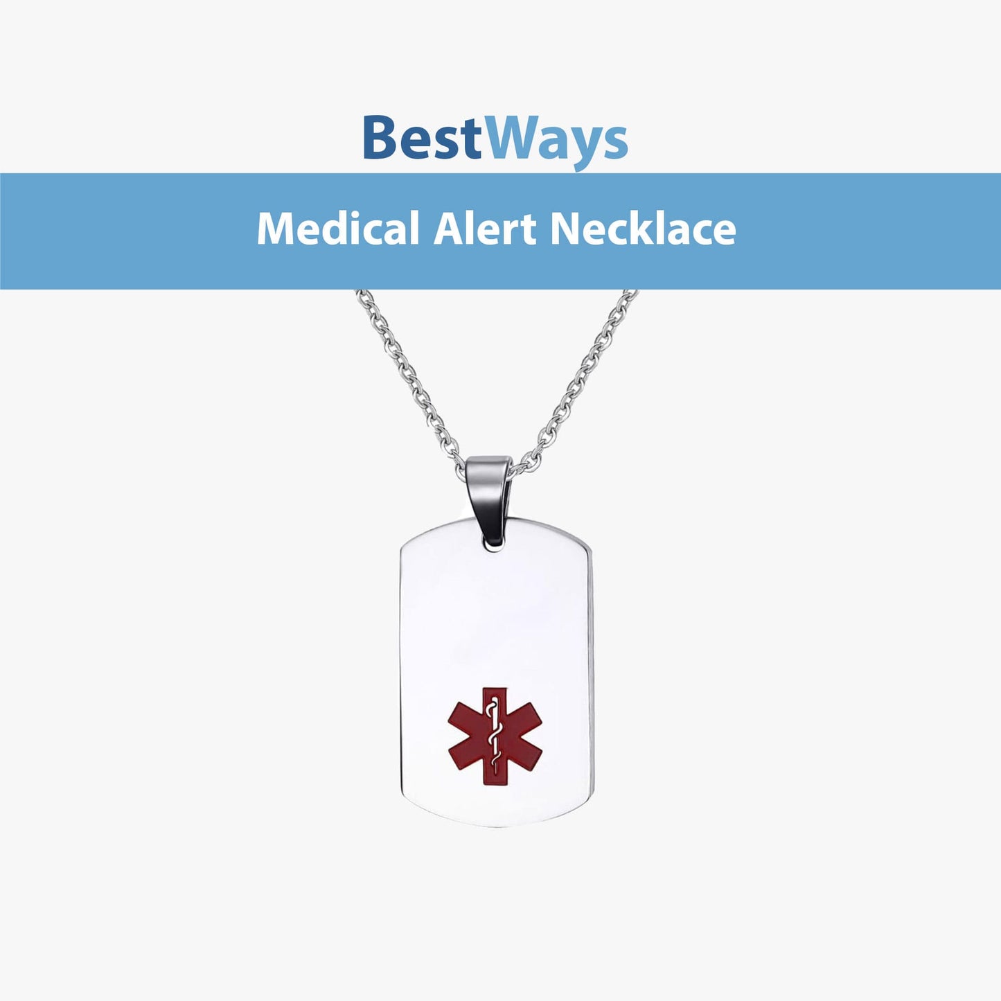 Gold Medical Alert Necklace – Stainless Steel Pendant with Red Symbol