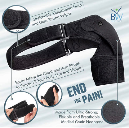 Relieve shoulder pain naturally with the BestWays Shoulder Brace. Stabilizes rotator cuff, sprains, tendonitis & injuries for fast recovery & comfort.
