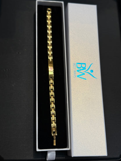 Unisex Medical Alert Bracelet | Luxurious Gold-Tone Design