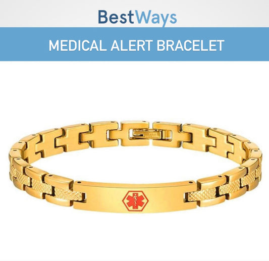 BestWays Unisex Medical Alert Bracelet | Luxurious Gold-Tone Design
