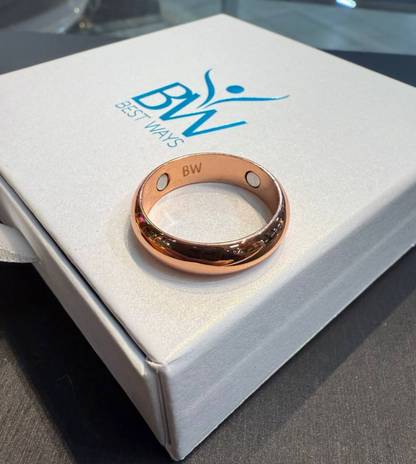 Discover timeless style and natural wellness with the BestWays Magnetic Energy Ring. Crafted from durable stainless steel with a smooth rose gold finish, this unisex band features two therapeutic magnets to support energy balance, reduce stress, and improve circulation. Lightweight, stylish, and perfect for everyday wear.
