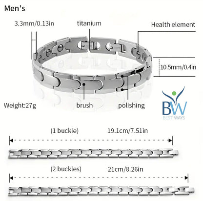 Celebrate love and well-being with the Couple’s Magnetic Energy Bracelet. Made from premium titanium stainless steel with embedded magnets, these unisex bracelets support circulation, joint comfort, and natural energy flow. A meaningful gift for couples that combines style, strength, and wellness.