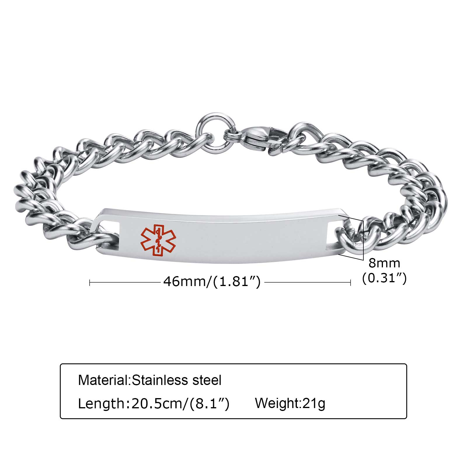 Stay safe in style with the BestWays T™ Medical Alert Bracelet. Featuring a stainless steel Cuban link chain, red Star of Life, and custom engravable ID plate, it alerts responders to your critical health information instantly. Hypoallergenic, durable, unisex, and adjustable for everyday wear.