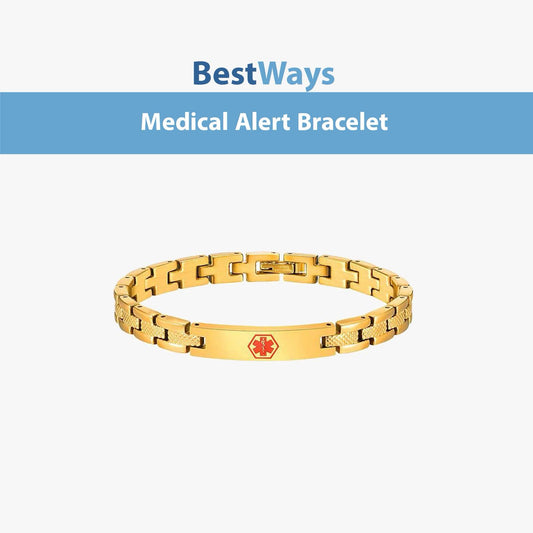 BestWays Unisex Medical Alert Bracelet | Luxurious Gold-Tone Design
