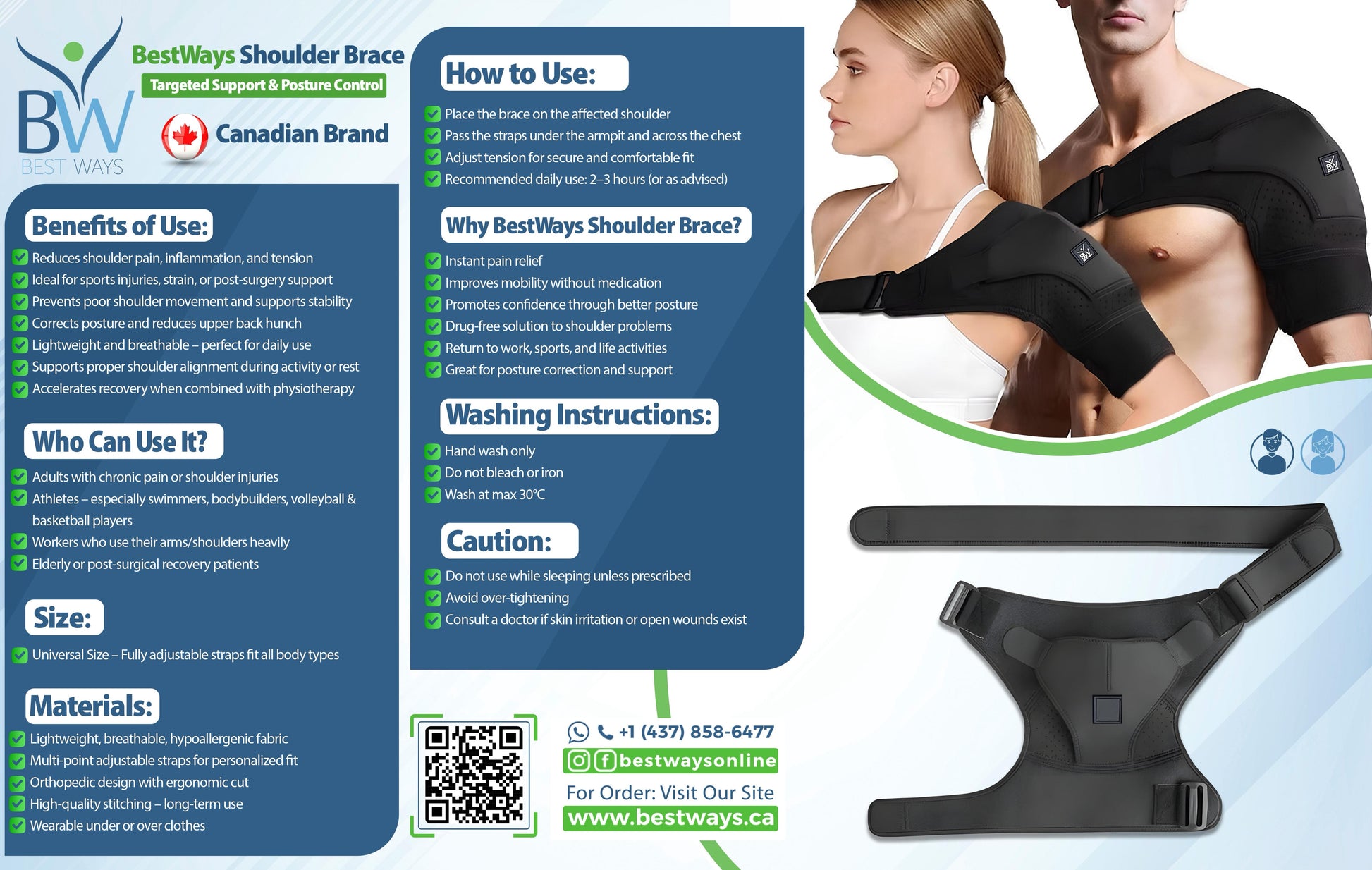 Relieve shoulder pain naturally with the BestWays Shoulder Brace. Stabilizes rotator cuff, sprains, tendonitis & injuries for fast recovery & comfort.