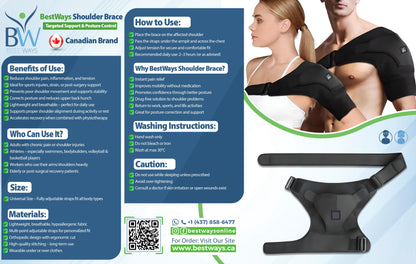 Relieve shoulder pain naturally with the BestWays Shoulder Brace. Stabilizes rotator cuff, sprains, tendonitis & injuries for fast recovery & comfort.