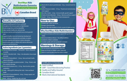 Boost your child’s immunity, focus, and growth with BestWays Kids Multivitamin Gummies. 13+ essential nutrients, tasty flavors, gluten-free.