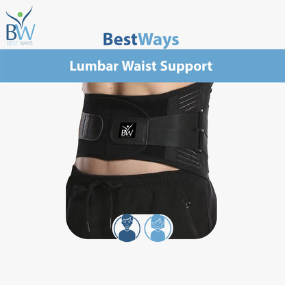 BestWays Lumbar Waist Support relieves back pain, improves posture & supports weak muscles. Adjustable, ergonomic & perfect for daily comfort.