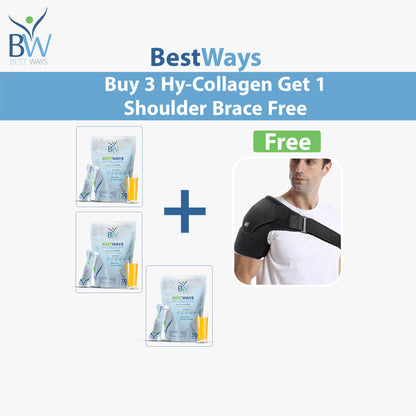 Shoulder Pain Relief Package: Glow & Posture Support Bundle | Buy 3 HY Collagen + FREE Shoulder Brace