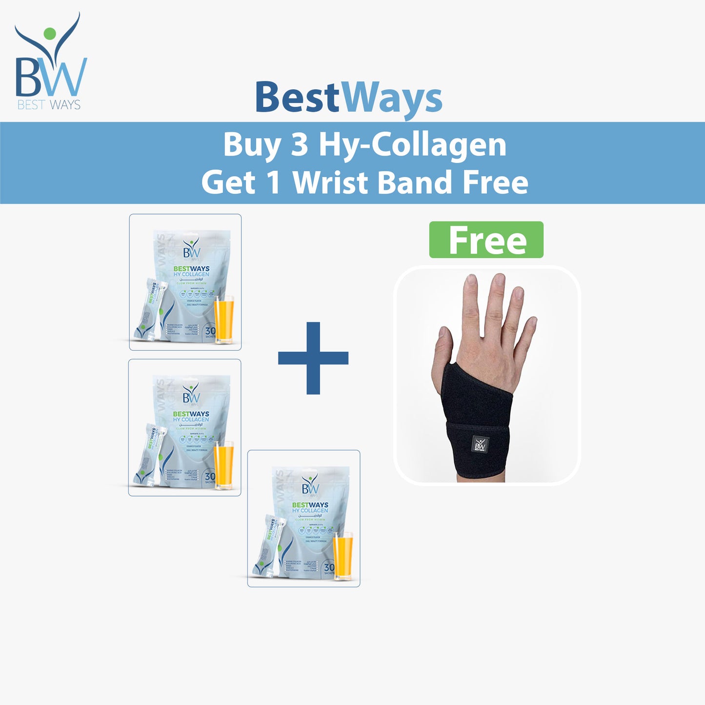 Joint & Glow Bundle | Buy 3 HY Collagen + FREE Wrist Band