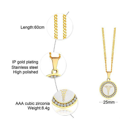 Stay safe and stylish with the BestWays Medical Alert Necklace. Crafted from gold-tone stainless steel with sparkling AAA cubic zirconia, it features an engraved medical symbol for quick identification in emergencies. Hypoallergenic, tarnish-resistant, and perfect for diabetes, allergies, heart conditions, and more.