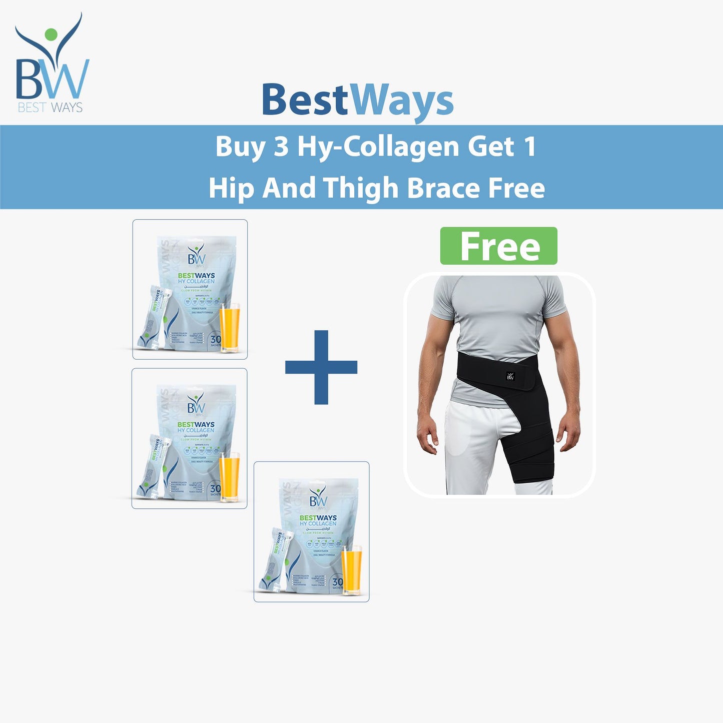 Hy-Collagen Recovery Bundle | Buy 3, Get 1 Hip and Thigh Brace FREE