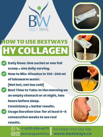 Hy-Collagen (Advanced Skin, Bones, Joint, Nails & Hair Support) - Gelatin Free (Halal) | Buy 2 Packages with Discount| Buy 5 Packages and Get One Free