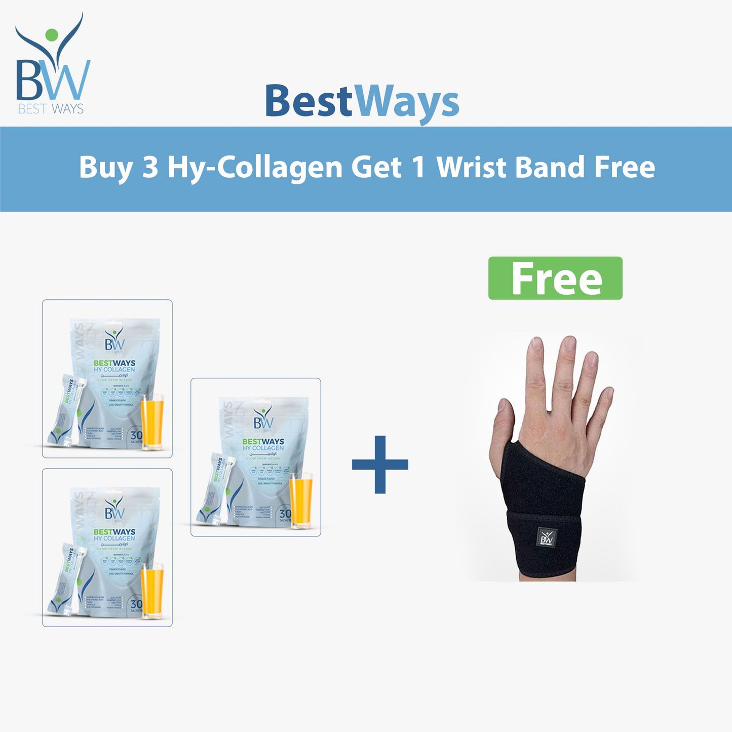 Joint & Glow Bundle | Buy 3 HY Collagen + FREE Wrist Band