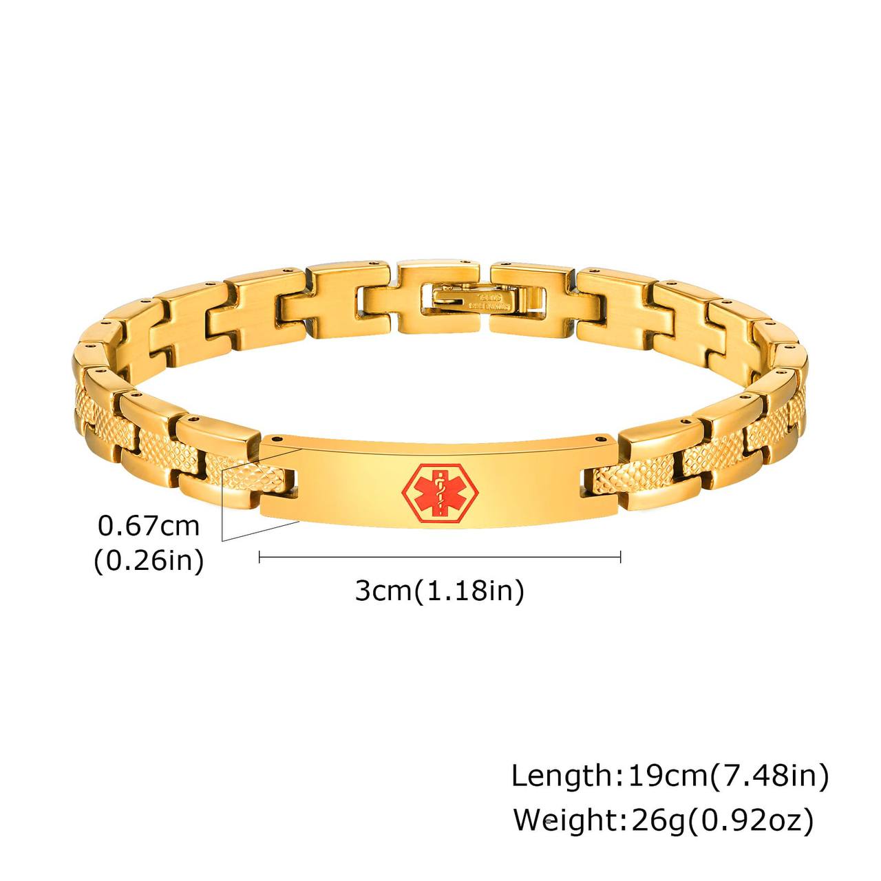 BestWays Unisex Medical Alert Bracelet | Luxurious Gold-Tone Design