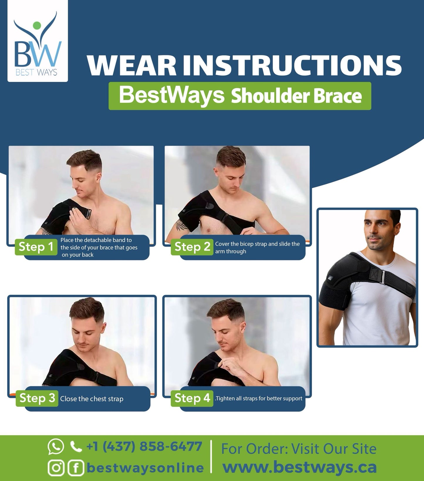 Attelle d'épaule BestWays | Taille universelle réglable