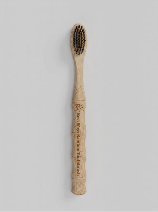 Best Ways bamboo toothbrush with natural wooden handle and soft charcoal bristles eco-friendly oral care product
