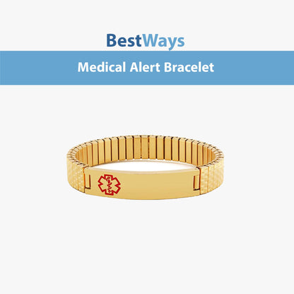 Protect your health with elegance using the Gold-Plated Medical Alert Bracelet. Crafted from rust-resistant stainless steel with durable gold plating, it features the universal medical symbol for quick emergency ID. Scratch- and water-resistant, hypoallergenic, and perfect for diabetes, epilepsy, allergies, or medications.