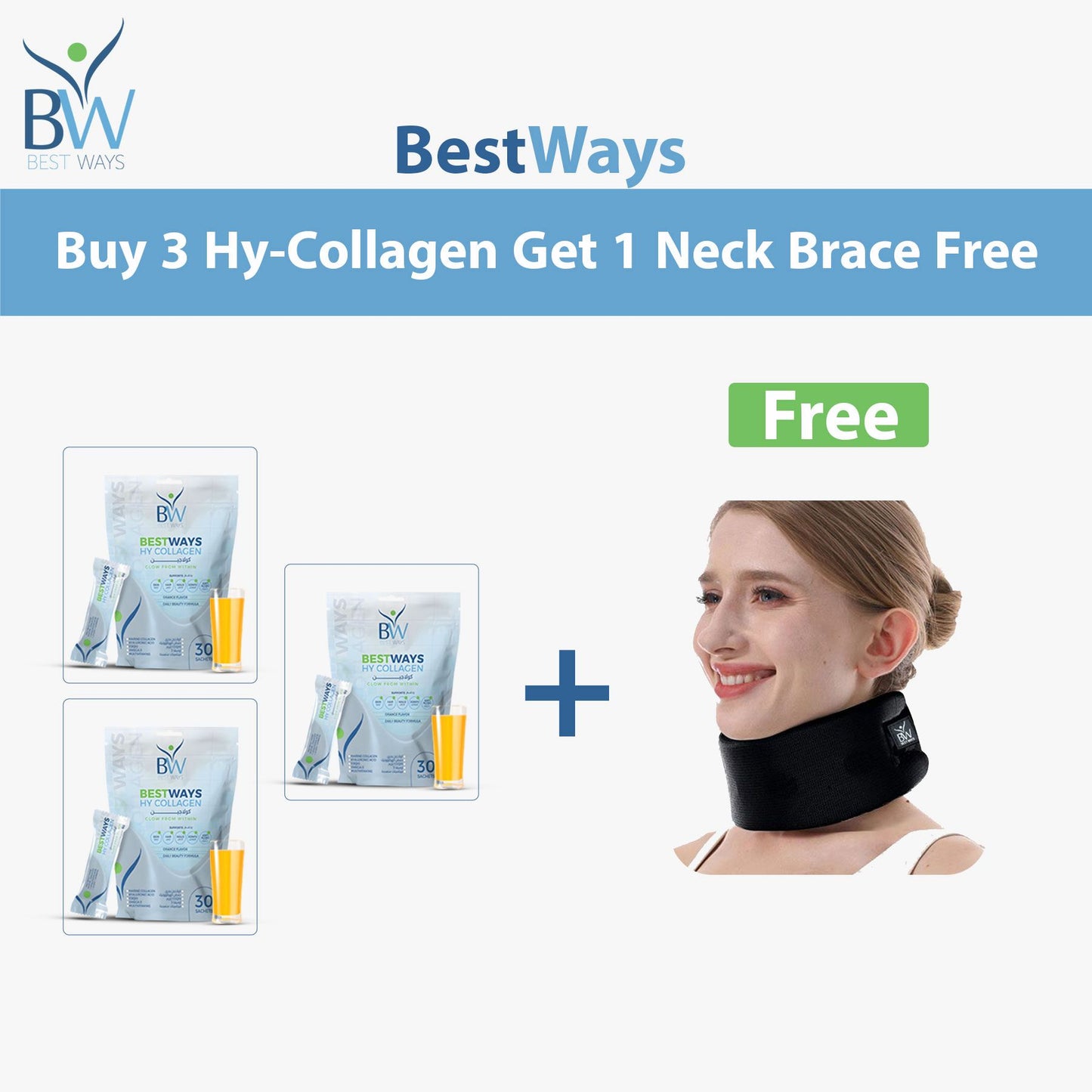 Ultimate Glow & Support Bundle |Buy 3 HY Collagen + FREE Neck Brace