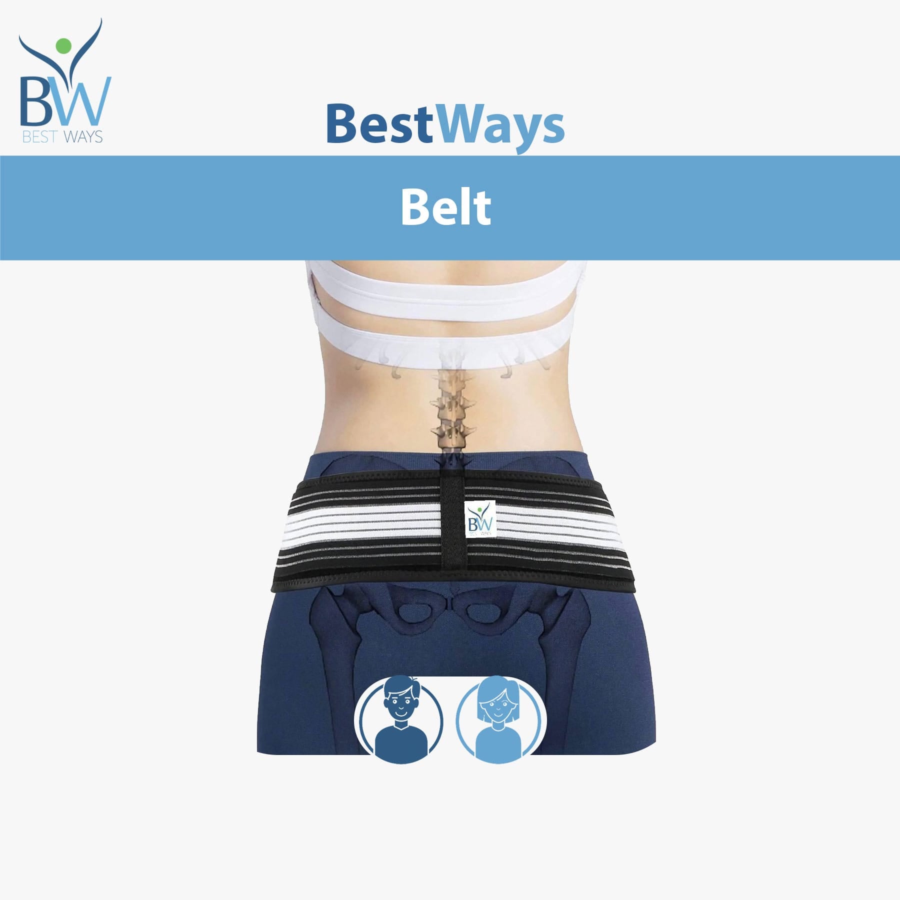 Relieve sciatica, SI joint dysfunction, and lower back pain with the BestWays Belt. Adjustable compression, posture support & all-day comfort.