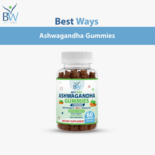 Coming soon: Best Ways Ashwagandha Gummies 1000mg (Halal حلال)– Stress Relief, Immune Support, Calm & Relaxation | With Vitamin C, Zinc & Vitamin D2 | 60 Low-Sugar Gummies - Pre Order