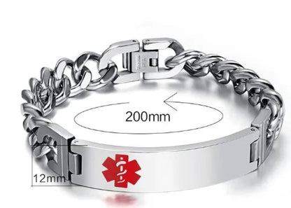 Stay protected with the BestWays M™ Medical Alert Bracelet. Featuring a stainless steel Cuban link chain, red Star of Life, and custom engravable ID plate, it alerts responders to your health conditions instantly. Durable, stylish, unisex, and adjustable—ideal for diabetes, epilepsy, allergies, and more.