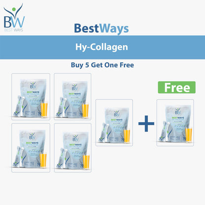 Hy-Collagen (Advanced Skin, Bones, Joint, Nails & Hair Support) - Gelatin Free (Halal) | Buy 2 Packages with Discount| Buy 5 Packages and Get One Free