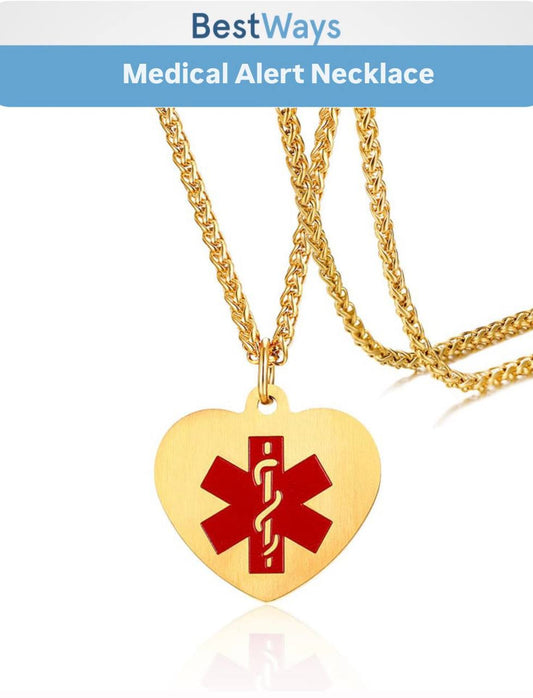 Medical Alert Heart Necklace – Gold Stainless Steel