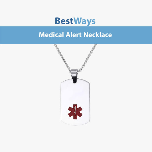 Gold Medical Alert Necklace – Stainless Steel Pendant with Red Symbol