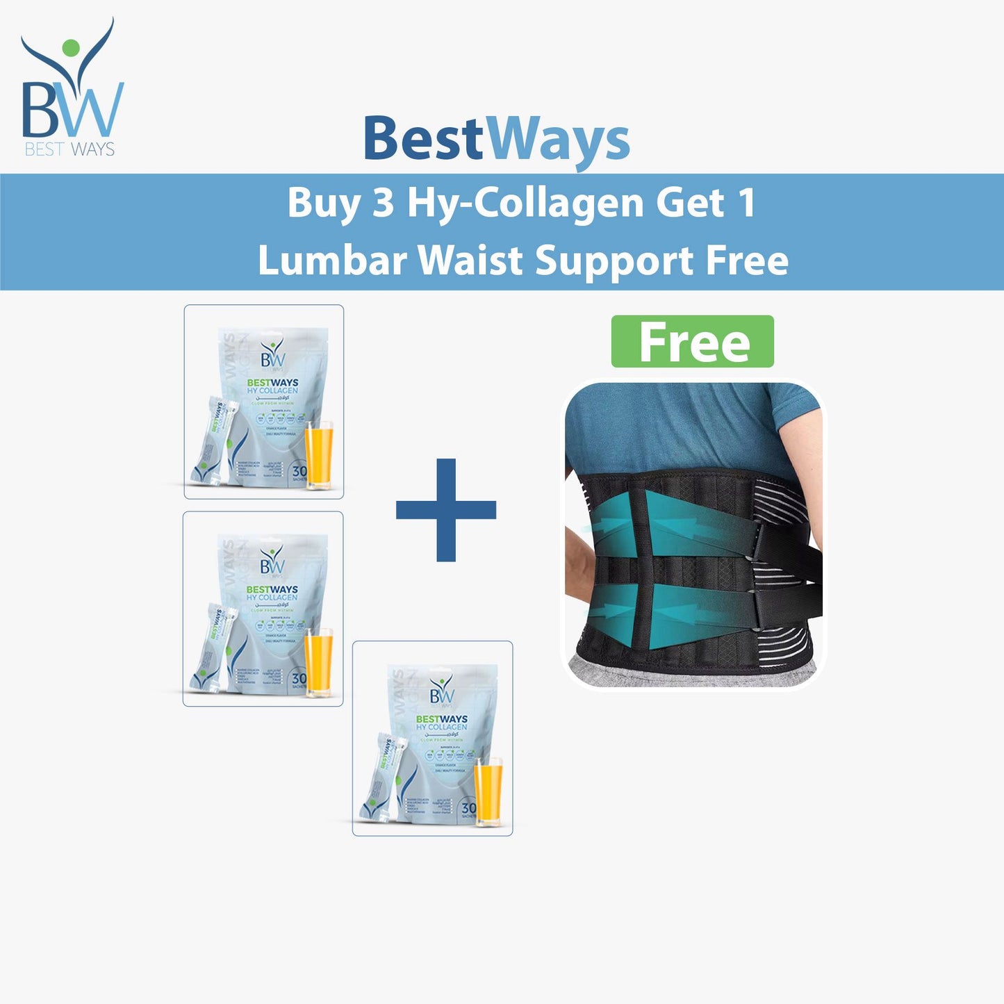 Hy-Collagen Vitality & Lumbar Waist Bundle | Buy 3, Get 1 Hip and Thigh Brace FREE